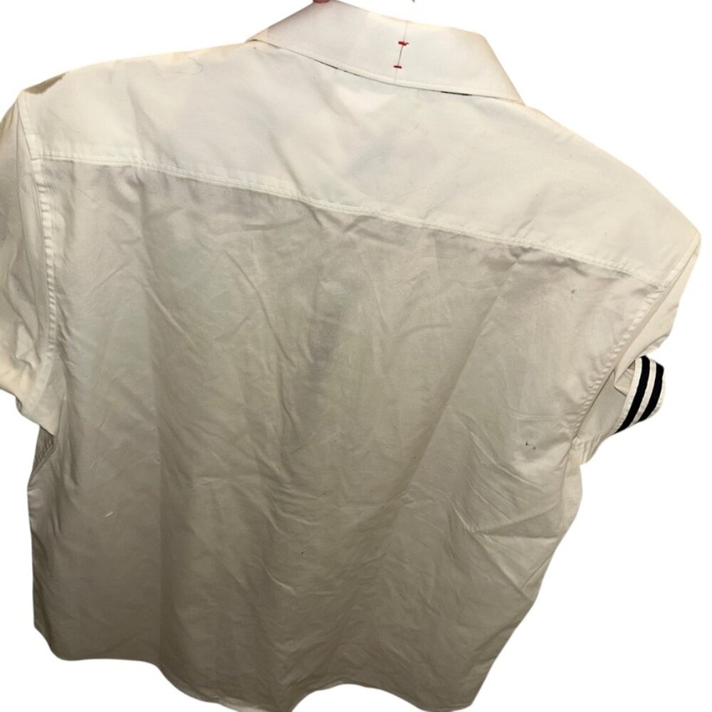 Robert Graham white black short sleeved crisp cotton button down shirt L plaid - Picture 5 of 6